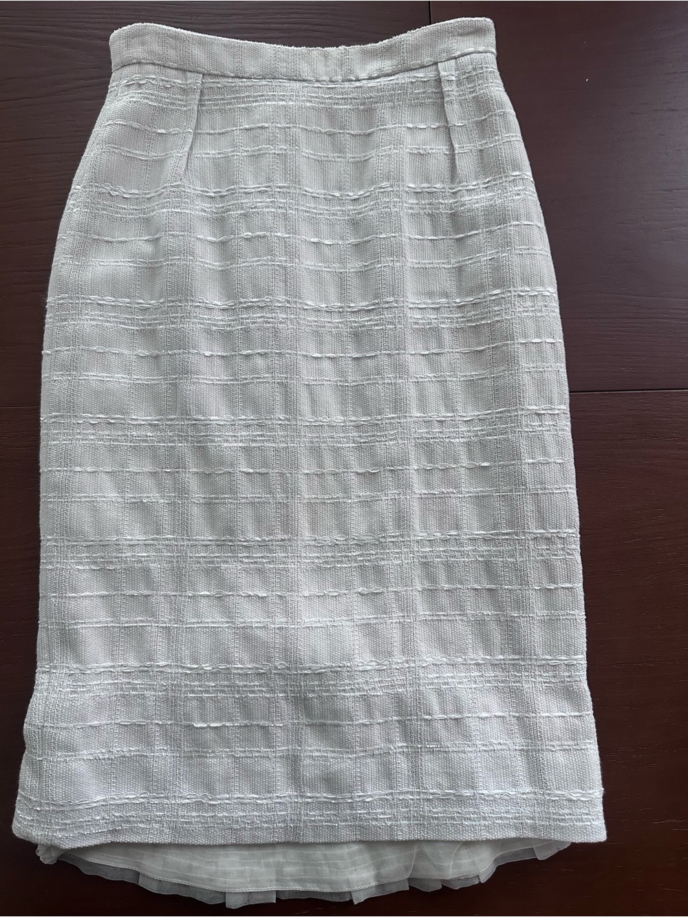Valentino Light Gray Textured Pencil Skirt with Back Lace Tie Detail